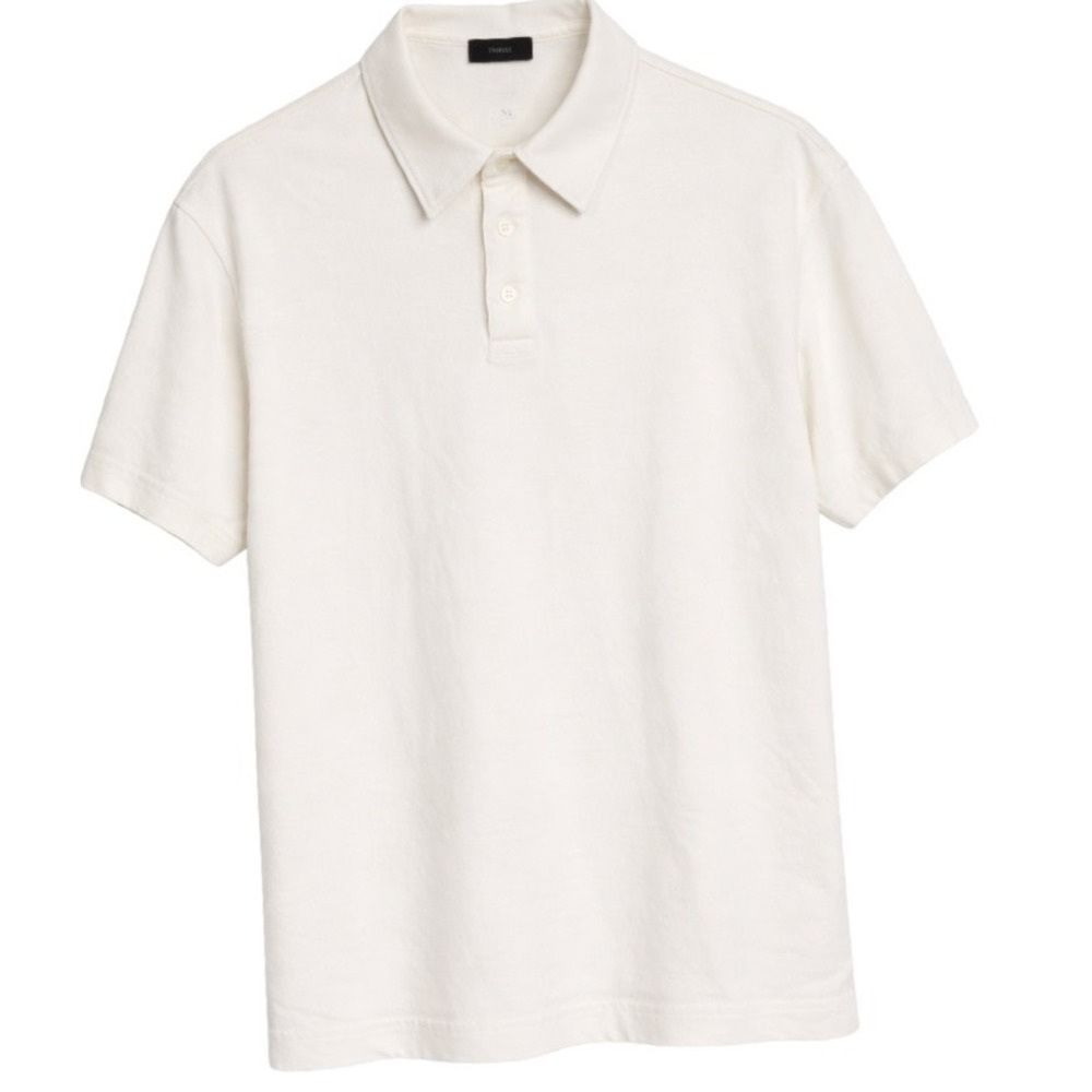 Theory Mens White Cotton Polo Shirt XL Short Sleeve Minimalist Capsule Core